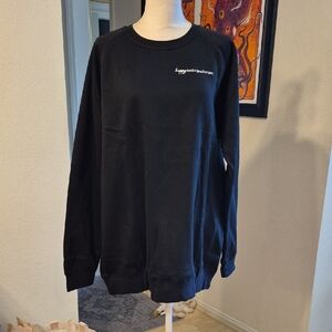 Happy Jewelers Black Pullover Sweater Happy Looks Good On You Embroidered